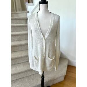 Denim Supply Ralph Lauren White Sequin Knit Long Line Cardigan